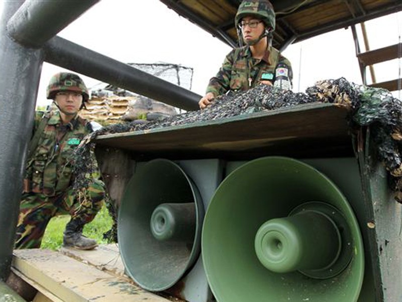 Loa phóng thanh công suất lớn của Hàn Quốc ở biên giới hai miền