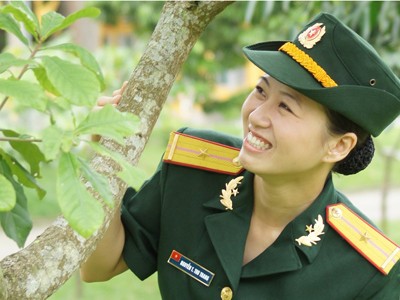 Thiếu úy Nguyễn Thị Thu Trang (Sư đoàn 308 - Quân đoàn 1) Ảnh: Nguyễn Minh