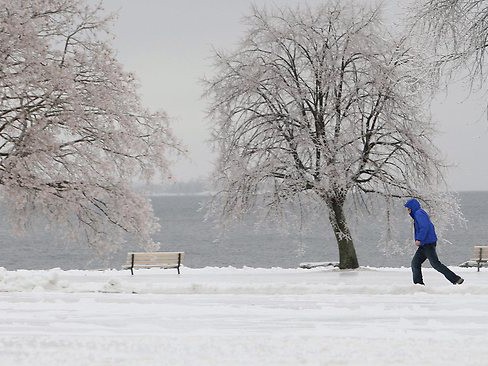 Tuyết phủ trắng công viên ở Kingston, Ontario, Canada
