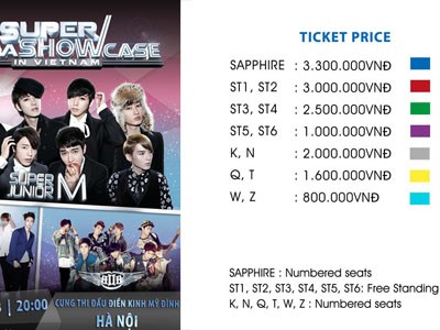 Vé xem Super Junior cao nhất hơn ba triệu đồng