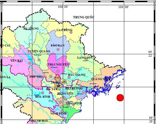 Động đất 3,3 độ Richter cách Hạ Long 90km