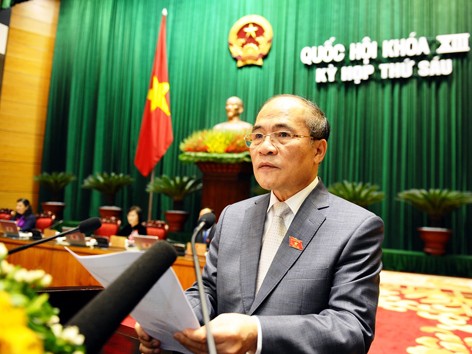 Chủ tịch Quốc hội Nguyễn Sinh Hùng phát biểu khai mạc kỳ họp thứ 6. Ảnh: Ngọc Thanh