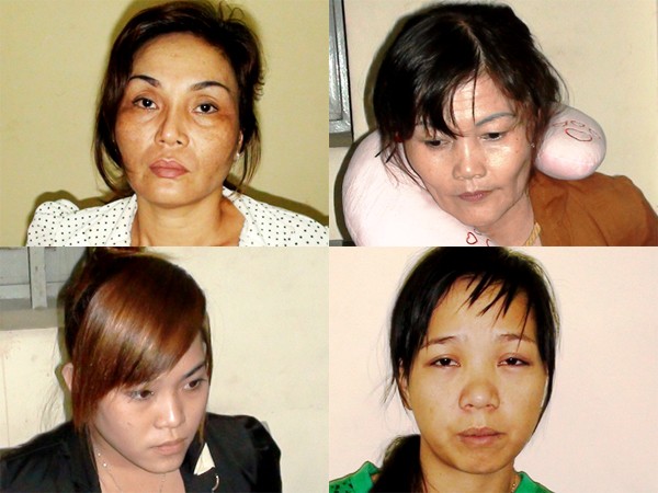 Trần Thị Thanh Lan - trùm đường dây ma túy (hàng trên bên trái) và các đối tượng tham gia đường dây ma túy