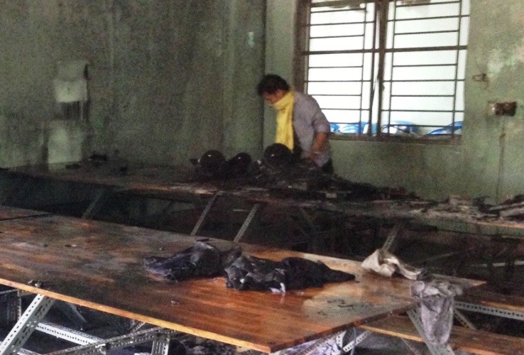Hiện trường vụ cháy tại trường CĐ Nghề Đà Nẵng. Ảnh: Nguyễn Huy