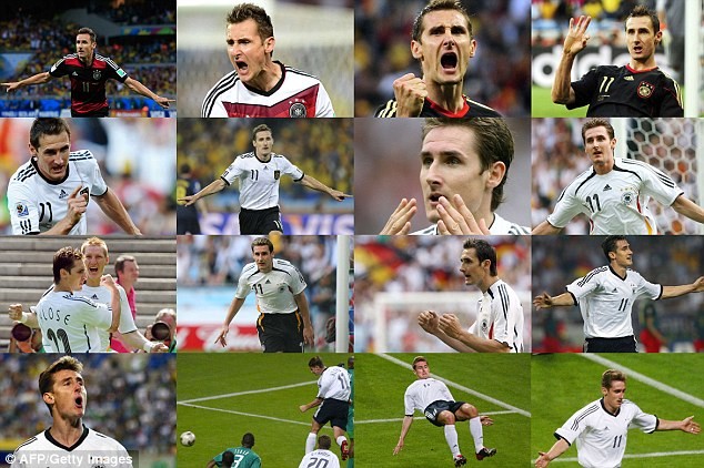 16 pha ăn mừng của Klose tại World Cup