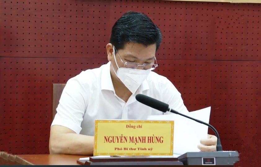 Tân Phó Bí thư Tỉnh ủy Tây Ninh Nguyễn Mạnh Hùng tại hội nghị sáng nay 29/6.