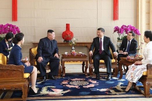 Lãnh đạo Trung Quốc và Triều Tiên trong cuộc gặp ngày 8/1 tại Bắc Kinh. (Ảnh: Xinhua)