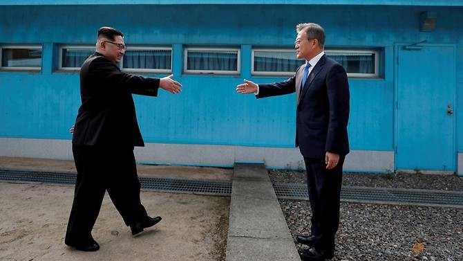 Lãnh đạo Triều Tiên và Hàn Quốc trong cuộc gặp mặt lịch sử năm 2018. (Ảnh: Getty Images)
