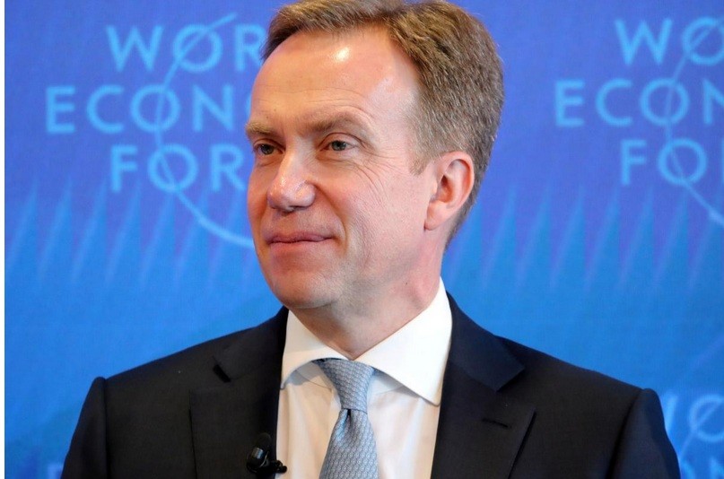 Chủ tịch Diễn đàn Kinh tế thế giới Borge Brende tại cuộc họp báo trước thềm sự kiện sắp diễn ra ở Davos. (Ảnh: Denis Balibouse)