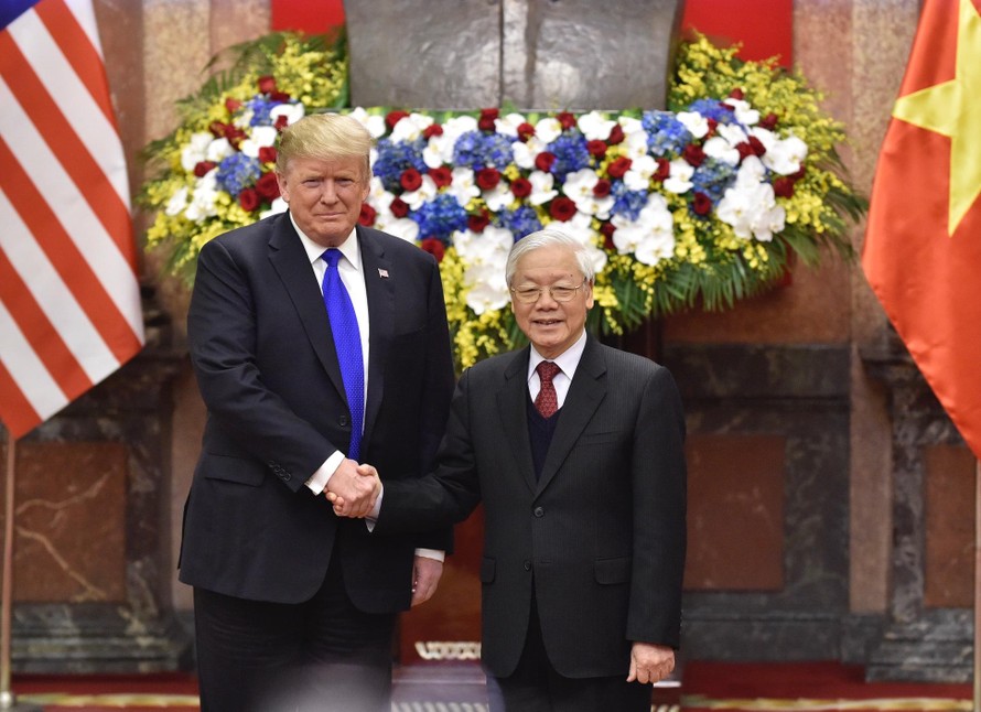 Tổng Bí thư, Chủ tịch nước Nguyễn Phú Trọng tiếp Tổng thống Mỹ Donald Trump nhân dịp ông Trump đến Việt Nam dự thượng đỉnh Mỹ - Triều vào cuối tháng 2 vừa qua
