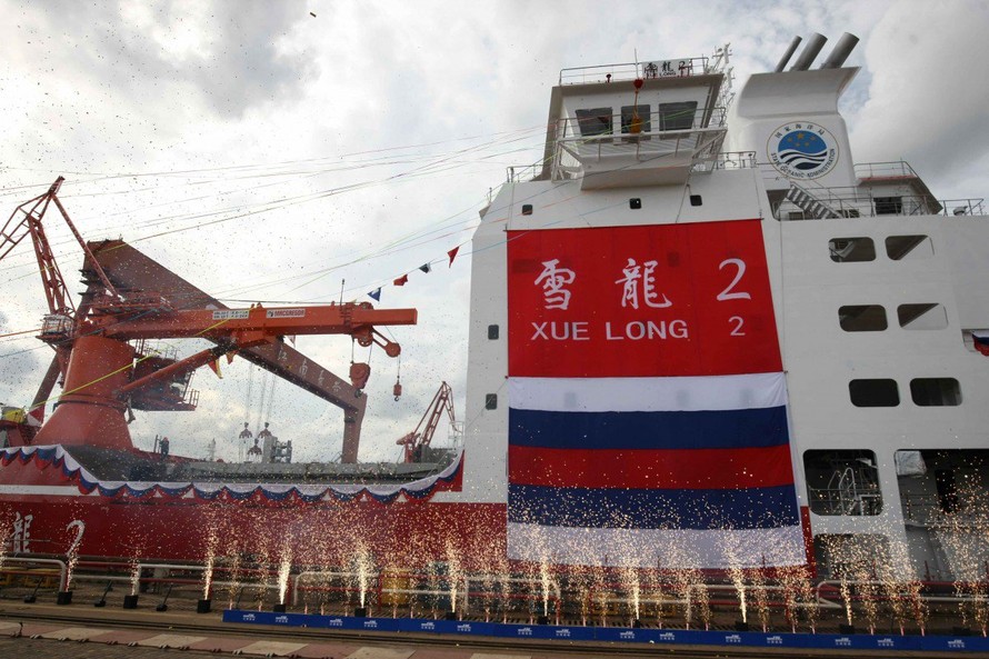 Tàu phá băng Xue Long 2 của Trung Quốc bắt đầu hoạt động từ năm ngoái. (Ảnh: Xinhua)