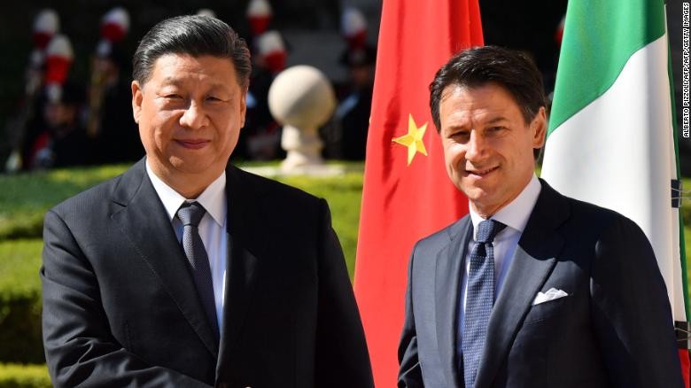 Thủ tướng Ý Giuseppe Cont đón Chủ tịch Trung Quốc Tập Cận Bình sang thăm vào tuần trước. (Ảnh: CNN)
