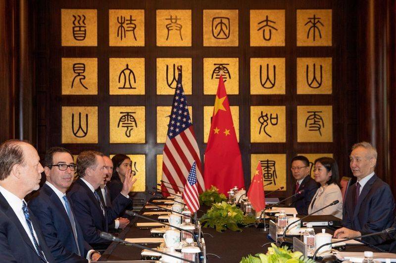 Quang cảnh cuộc đàm phán thương mại Mỹ - Trung vừa diễn ra ở Thượng Hải. (Ảnh: Bloomberg)