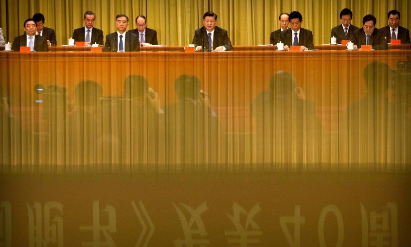 Chủ tịch Trung Quốc Tập Cận Bình (giữa) phát biểu tại Đại lễ đường nhân dân Trung Quốc ngày 2/1/2019. (Ảnh: Reuters)