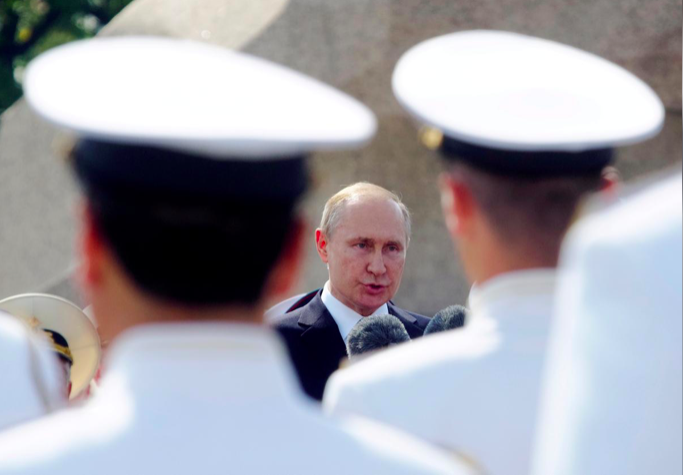 Tổng thống Nga Vladimir Putin trong lễ kỷ niệm của Hải quân hôm 29/7. (Ảnh: Reuters)