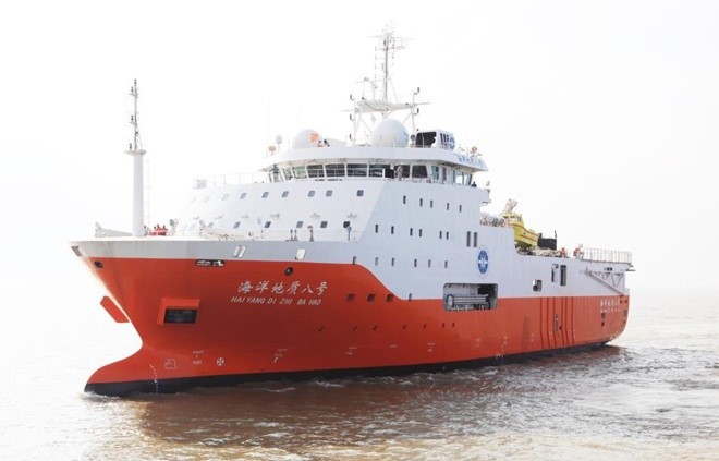 Tàu Địa chất Hải dương 8 hoạt động gần bờ biển Trung Quốc hồi năm 2018. Ảnh: Schottel