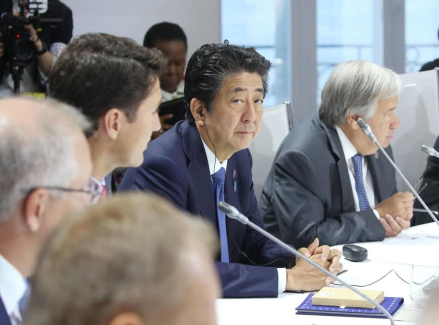 Thủ tướng Nhật Bản Shinzo Abe dự thượng đỉnh G7 tại Pháp. (Ảnh: Kyodo)
