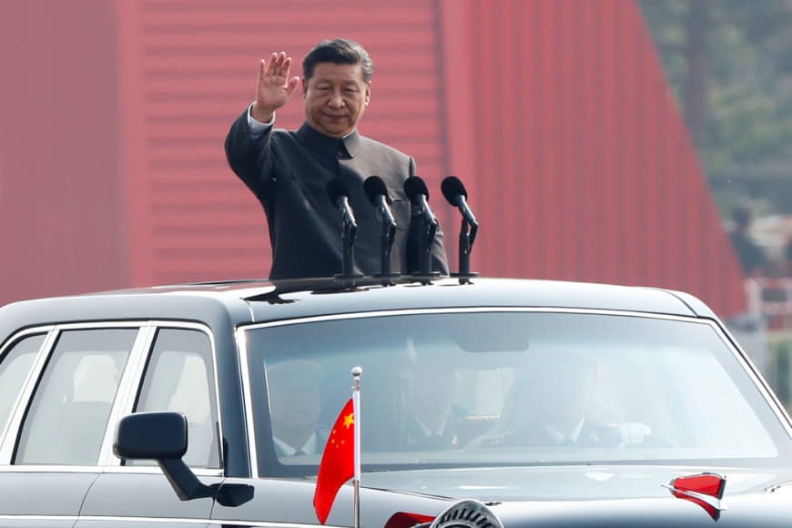Chủ tịch Trung Quốc Tập Cận Bình trong lễ duyệt binh kỷ niệm 70 năm quốc khánh hôm 1/10. (Ảnh: Reuters)
