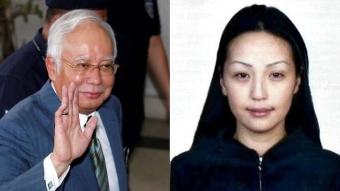 Cựu Thủ tướng Malaysia Najib Razak (bìa trái) và người mẫu Mông Cổ Altantuya Shaariibuu. (Ảnh: CNA)