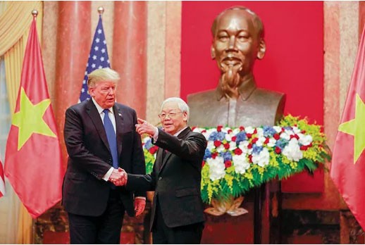 Tổng Bí thư, Chủ tịch nước Nguyễn Phú Trọng tiếp Tổng thống Mỹ Donald Trump ngày 27-2-2019 - Ảnh: Quốc tế