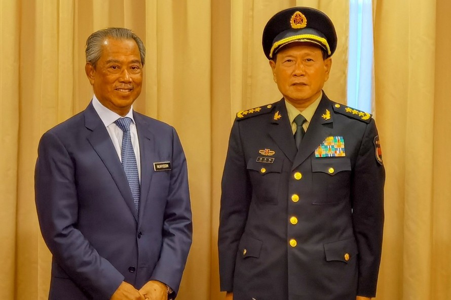 Thủ tướng Malaysia Muhyiddin Yassin tiếp Bộ trưởng Quốc phòng Trung Quốc Ngụy Phượng Hòa tại Kuala Lumpur ngày 7/9. (Ảnh: Xinhua)
