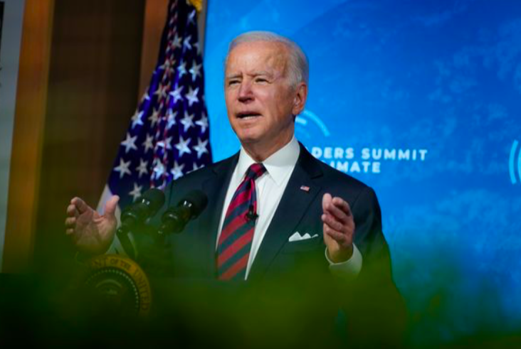 Tổng thống Mỹ Joe Biden phát biểu tại thượng đỉnh trực tuyến về khí hậu. (Ảnh: WSJ)