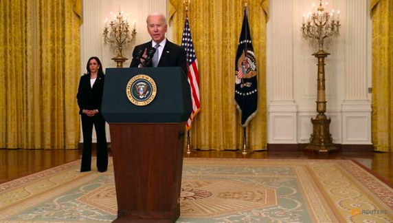 Tổng thống Mỹ Joe Biden trong phát biểu từ Nhà Trắng. (Ảnh: Reuters)