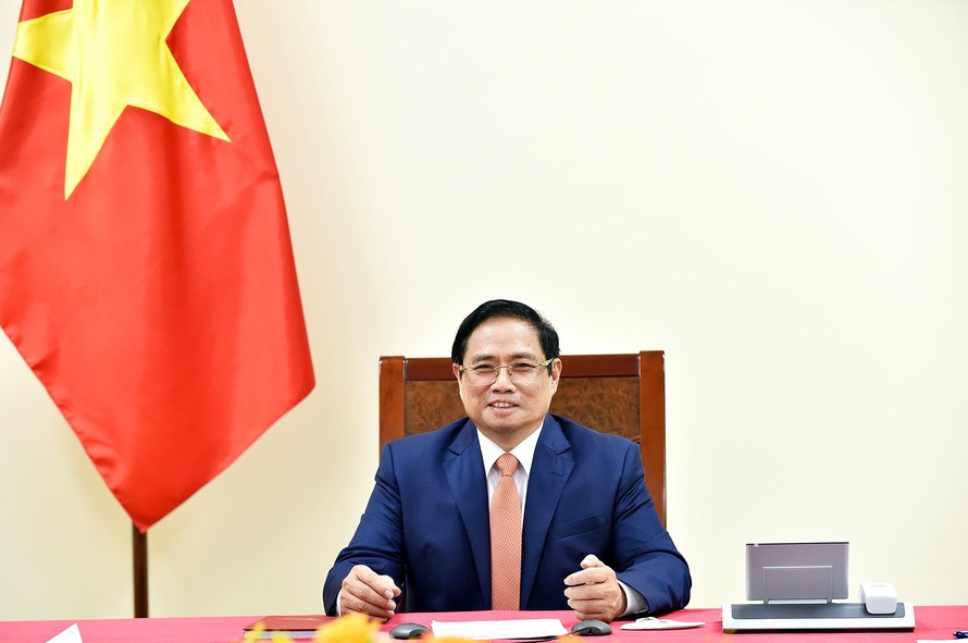 Thủ tướng Phạm Minh Chính tại cuộc điện đàm. (Ảnh: Đoàn Bắc)