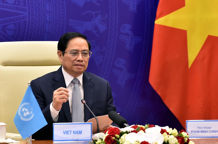 Thủ tướng Phạm Minh Chính dự phiên thảo luận. (Ảnh: Mofa)