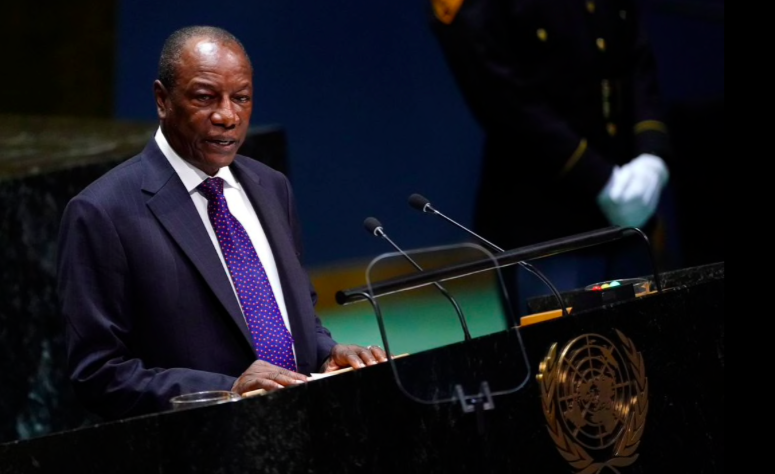 Tổng thống Guinea Alpha Conde phát biểu trước Đại hội đồng Liên Hợp quốc năm 2019. (Ảnh: Reuters)