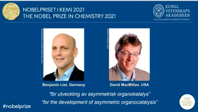 Chân dung hai nhà khoa học giành giải Nobel Hoá học 2021. (Ảnh: Uỷ ban giải thưởng)