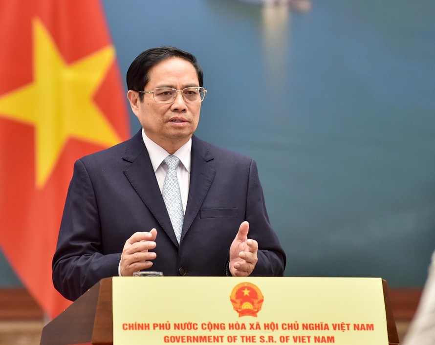 Thủ tướng Phạm Minh Chính phát biểu tại diễn đàn. (Ảnh: Mofa)