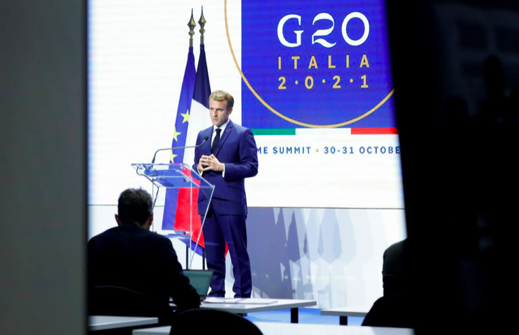 Tổng thống Pháp Emmanuel Macron phát biểu tại thượng đỉnh G20. (Ảnh: Reuters)