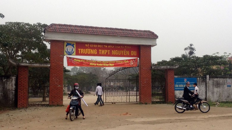 Trường THPT Nguyễn Du (huyện Nghi Xuân, Hà Tĩnh) nơi xảy ra vụ xô xát.