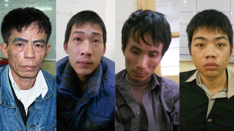Bốn đối tượng Sơn, Chung, Lộc, Xuân bị bắt giữ.
