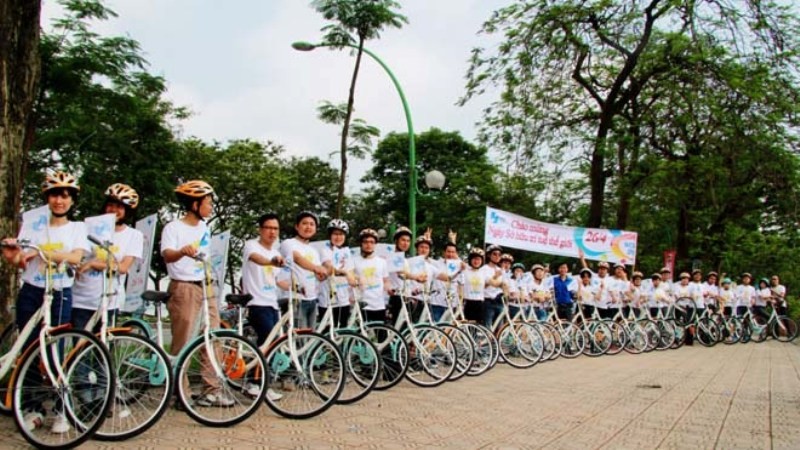45 đoàn viên thanh niên đạp xe hưởng ứng ngày sở hữu trí tuệ thế giới.