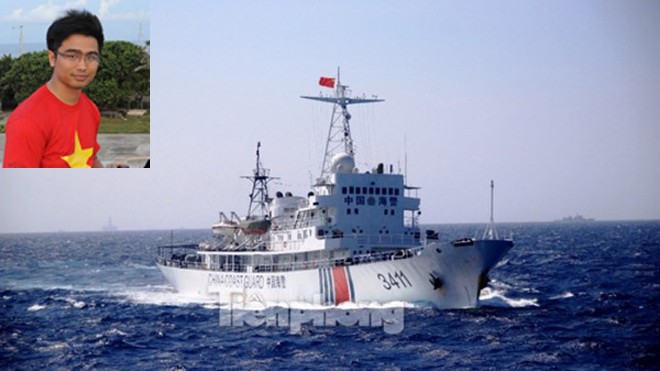 Tàu Trung Quốc 3411 theo sát tàu Cảnh sát biển Việt Nam 8003. Ảnh: Nguyễn Huy.