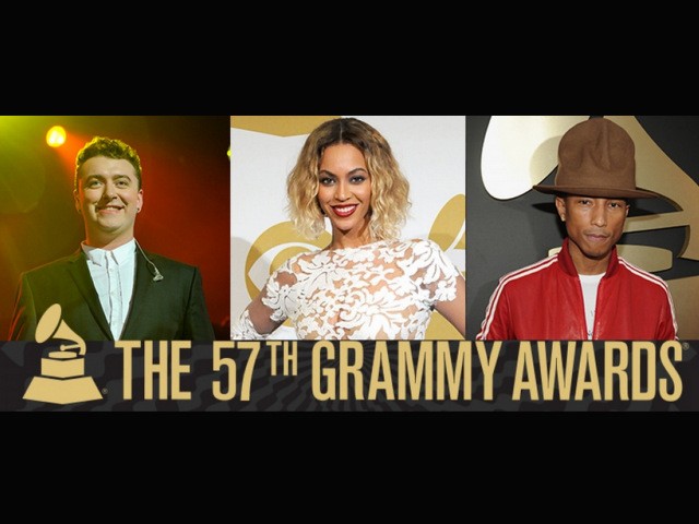 Những tên tuổi xuất hiện với tần suất nhiều nhất trong danh sách đề cử giải Grammy. Từ trái sang: Sam Smith, Beyoncé Knowles, Pharrell Williams