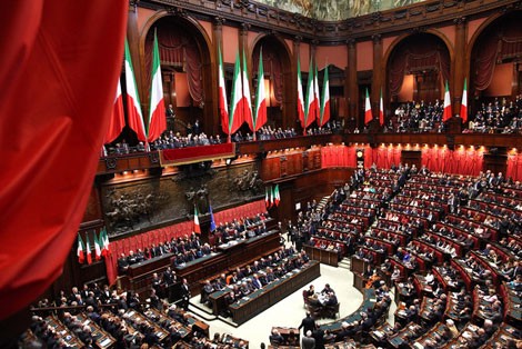 Một phiên họp toàn thể của Hạ viện Italia tại lâu đài Montecitorio.