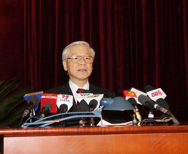 Tổng Bí thư Nguyễn Phú Trọng bế mạc Hội nghị Trung ương 2 (khóa XII) .
