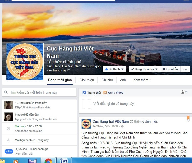 Cung cấp thông tin cho ngư dân qua Facebook và phần mềm di động