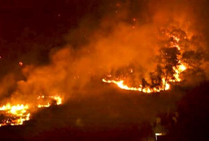 Vụ cháy hàng trăm hecta rừng ở Sóc Sơn.