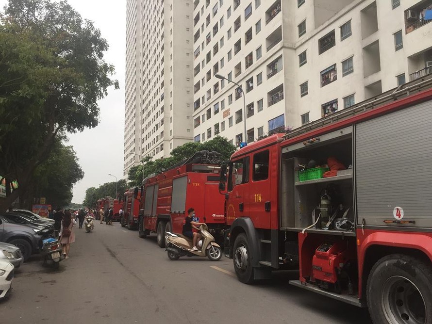 Xe cứu hỏa có mặt tại hiện trường.