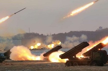 Hình ảnh pháo của Triểu Tiên trong cuộc tập trận - Ảnh:KCNA.