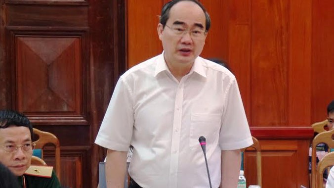 Chủ tịch Ủy ban MTTQ Nguyễn Thiện Nhân phát biểu tại buổi làm việc.