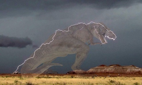 Tia sét hình khủng long bạo chúa ở Arizona, Mỹ. Ảnh: Facebook.