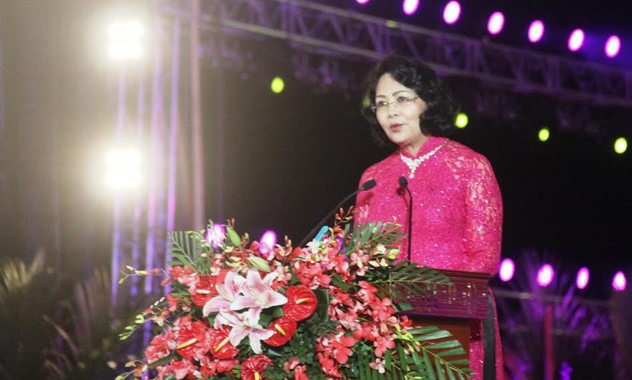 Phó chủ tịch nước Đặng Thị Ngọc Thịnh phát biểu tại lễ bế mạc festival Di sản Quảng Nam.