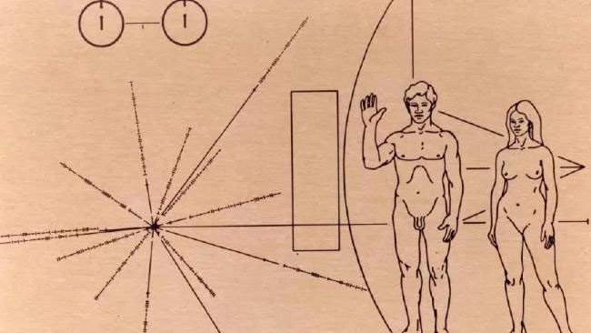 Bản đồ chỉ dẫn người ngoài hành tinh đến trái đất trên tàu Pioneer (Ảnh: News.com.au)