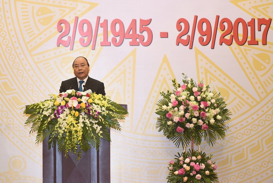 Thủ tướng Nguyễn Xuân Phúc phát biểu tại tiệc chiêu đãi. Ảnh: Chinhphu.vn