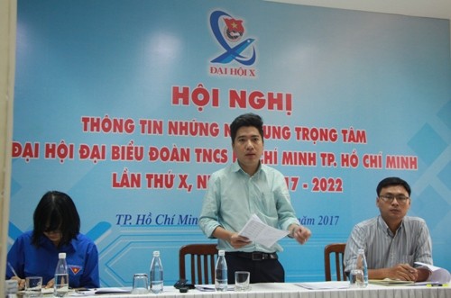 Anh Nguyễn Việt Quế Sơn, Phó Bí thư Thường trực Thành Đoàn TPHCM chia sẻ các thông tin quan trọng về đại hội